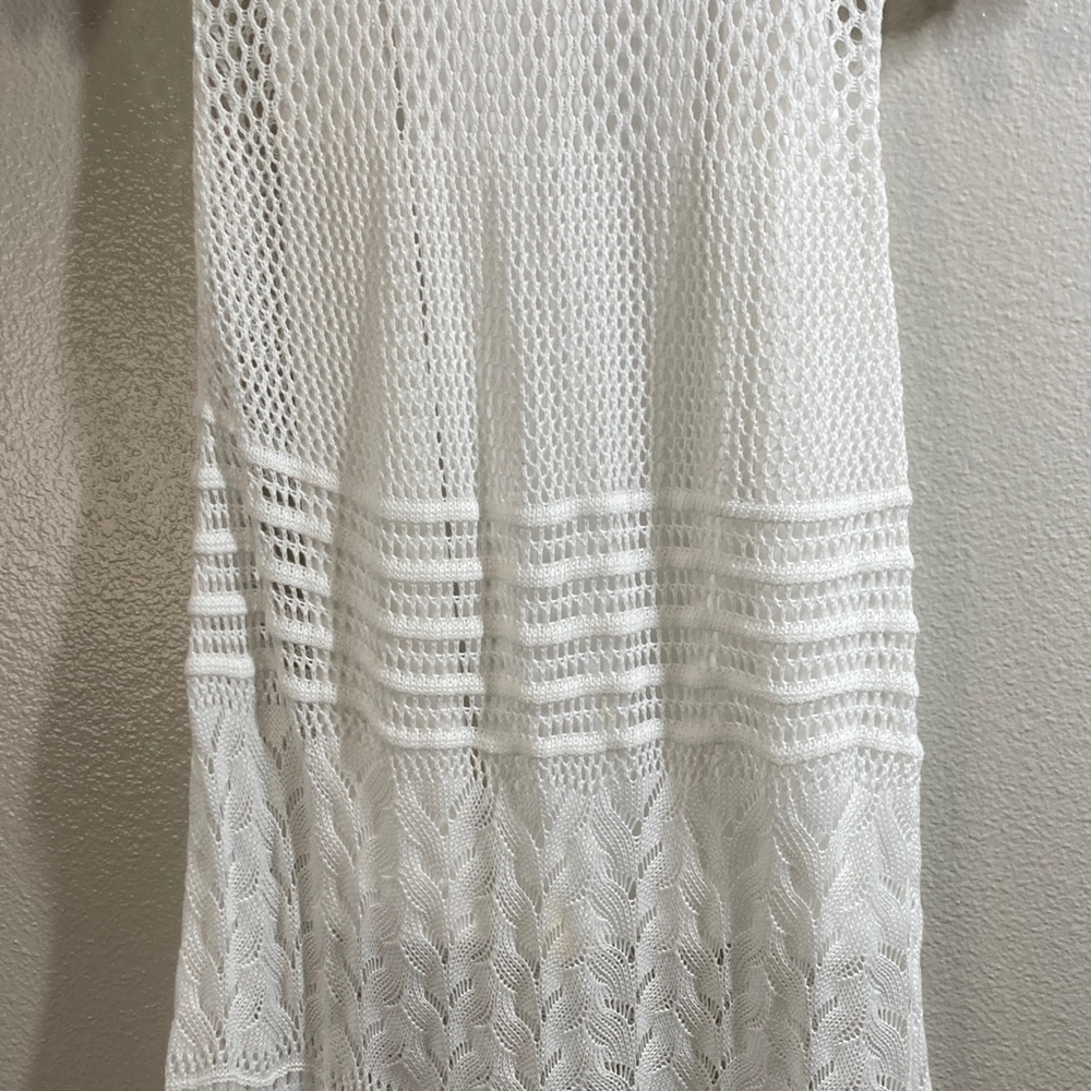 Solitaire Short Sleeve Crochet Maxi Dress Beachy Boho Angelcore Resortwear sz M - Picture 5 of 13